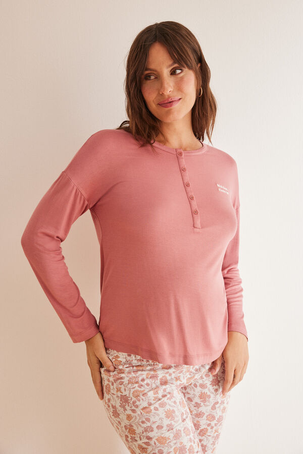 Women'secret Pijama largo "maternity" flores rosa rosa