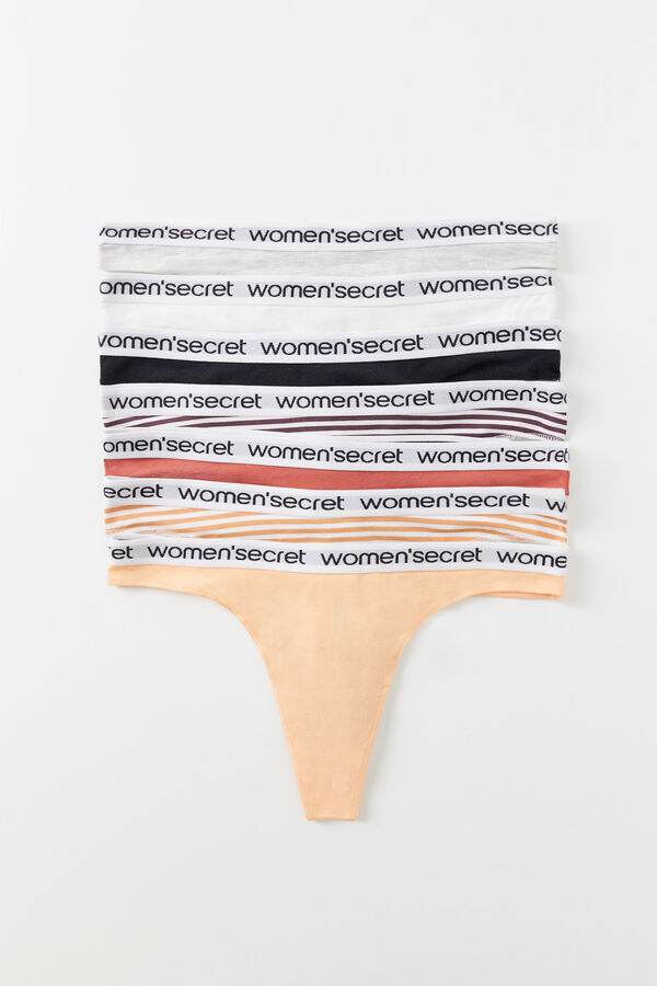 Women'secret Pack 7 tangas algod&oacute;n logo blanco