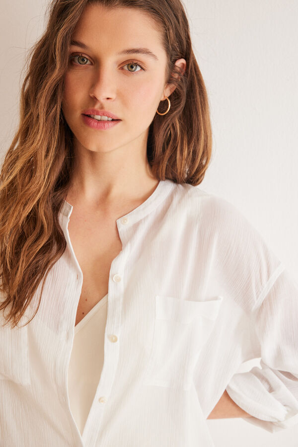 Women'secret Camisola playa 100% algod&oacute;n blanco estampado