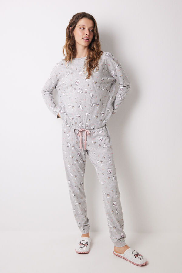 Women'secret Pijama comprido algod&atilde;o Snoopy cinzento
