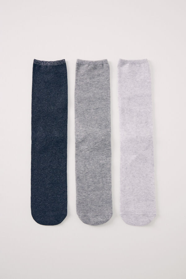 Women'secret Pack de 3 meias altas meias cinzento