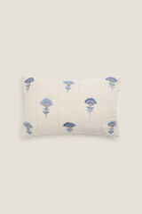 Textura Capa de almofada flor de linho de algod&atilde;o azul