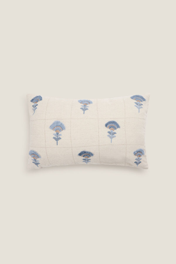 Textura Capa de almofada flor de linho de algod&atilde;o azul