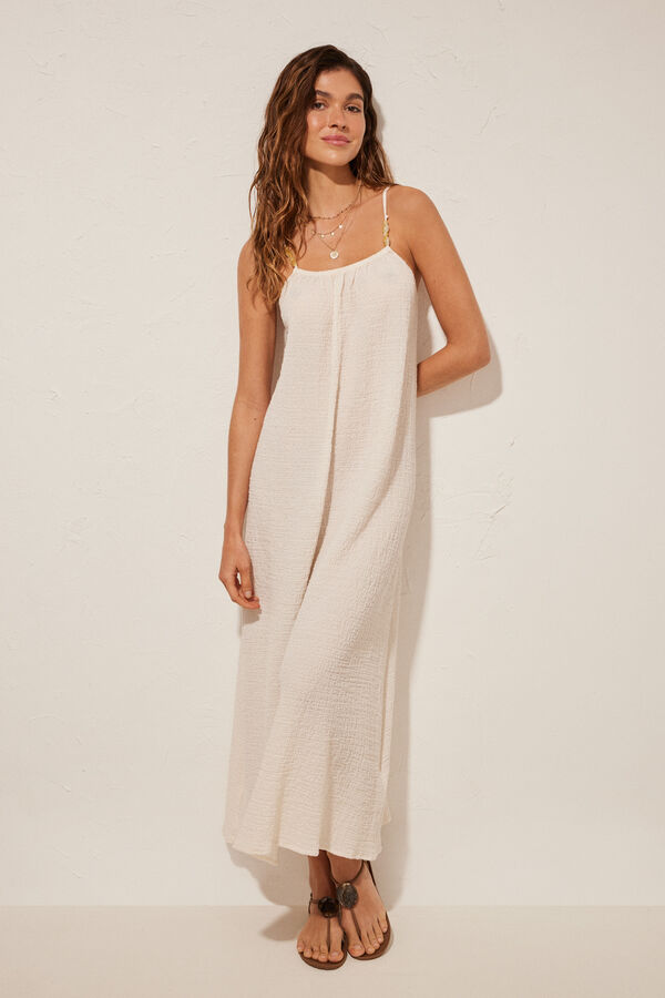 Women'secret Maxi vestido textura marfil marfil