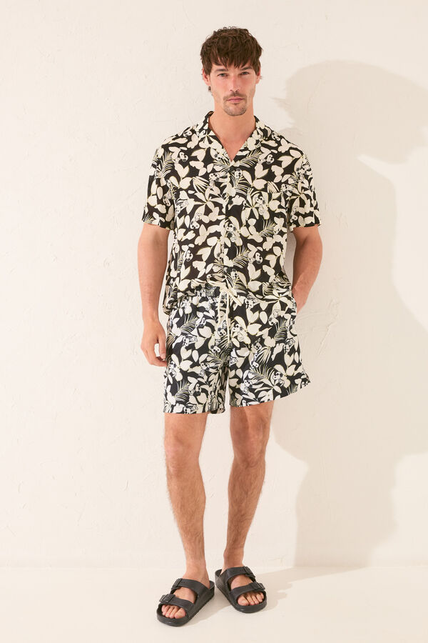 Women'secret Ba&ntilde;ador hombre print tropical Snoopy negro