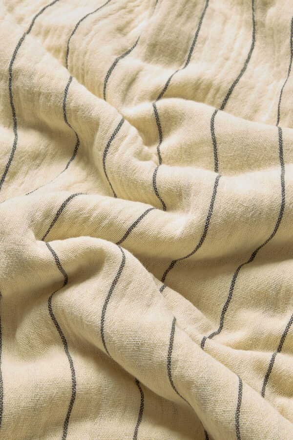 Calma House Colcha de muselina con rayas finas Gratto amarillo