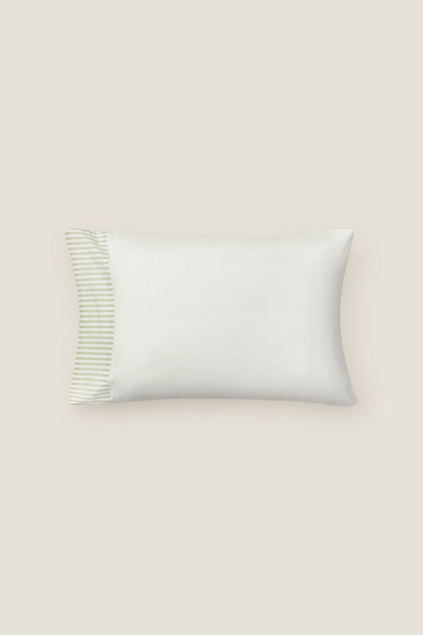 Textura Funda almohada rayas seersucker kaki