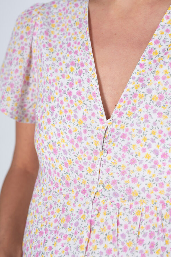 Ohma! Vestido de amamenta&ccedil;&atilde;o estampado com bot&otilde;es branco