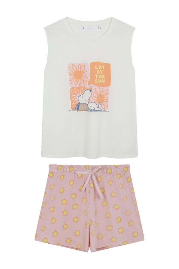 Women'secret Pijama curto com sola Snoopy  bege