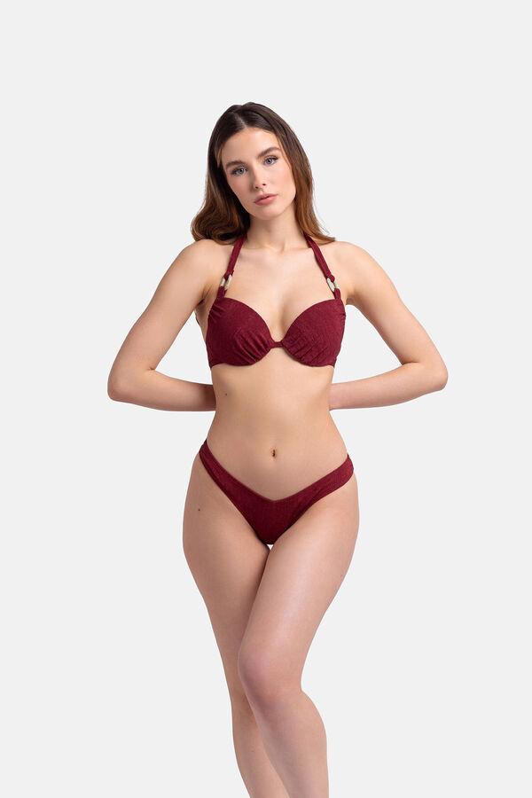 Dorina Parte de baixo do biquíni brasileiro vermelho estampado