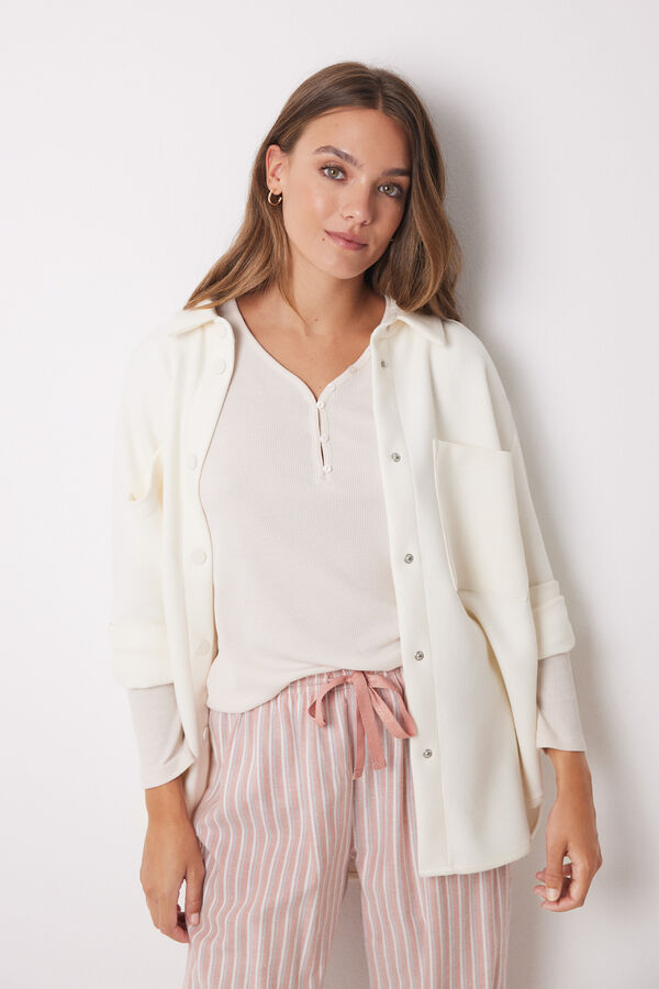 Women'secret Camiseta panadera manga larga marfil marfil