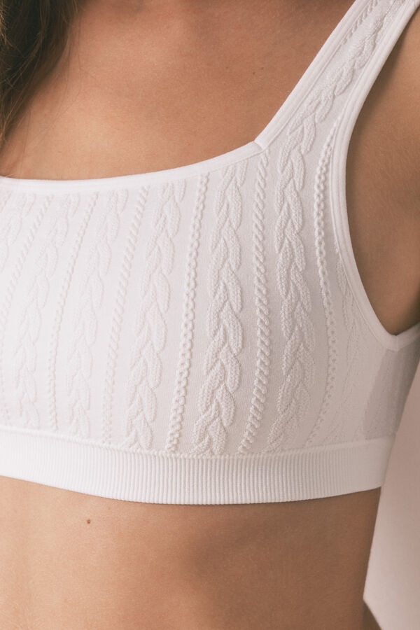 Women'secret Sujetador top seamless tricot blanco marfil