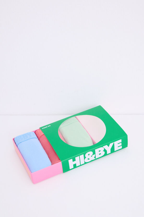 HI&BYE Pacote de 3 cuecas brasileiras azul, rosa, verde branco