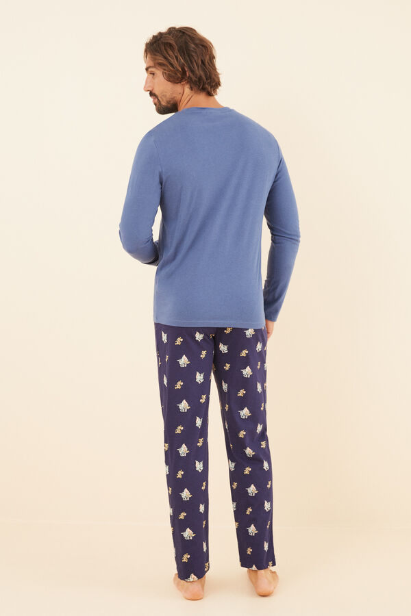 Women'secret Pijama largo hombre 100% algod&oacute;n Tom y Jerry azul