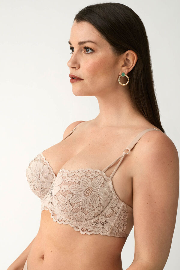 Promise Sutiã balconette com renda e aro bege