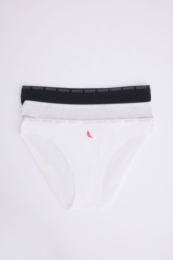 HI&BYE Pacote de 3 cuecas cl&aacute;ssicas preta, branca, cinza branco