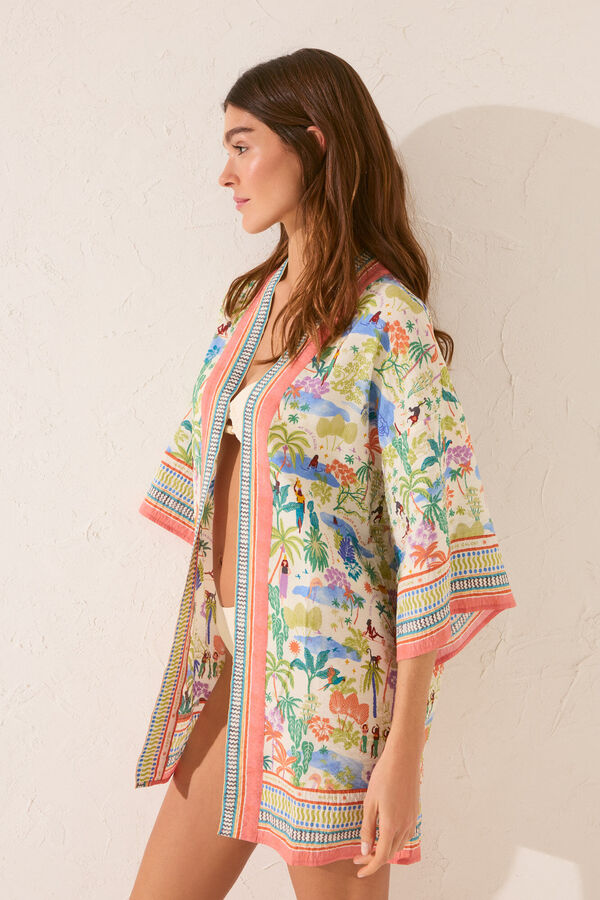 Women'secret T&uacute;nica kimono viscosa estampado paisaje estampado