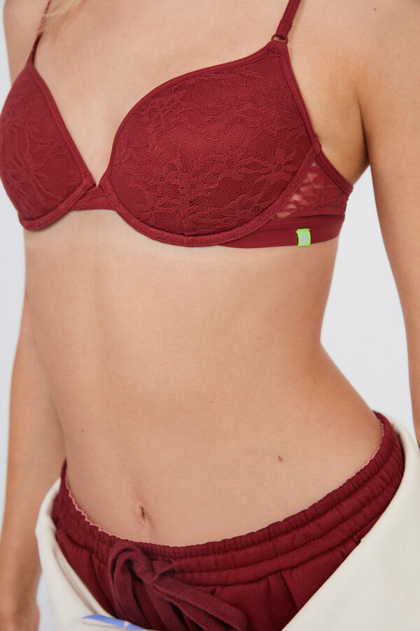 HI&BYE Soutien enchimento renda vermelho-escuro vermelho
