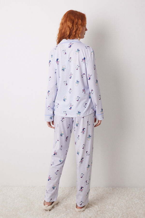 Women'secret Pijama camisero largo 100% algod&oacute;n rayas Snoopy estampado