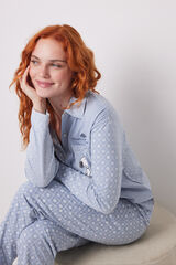 Women'secret Pijama camisero largo algod&oacute;n rayas Snoopy azul