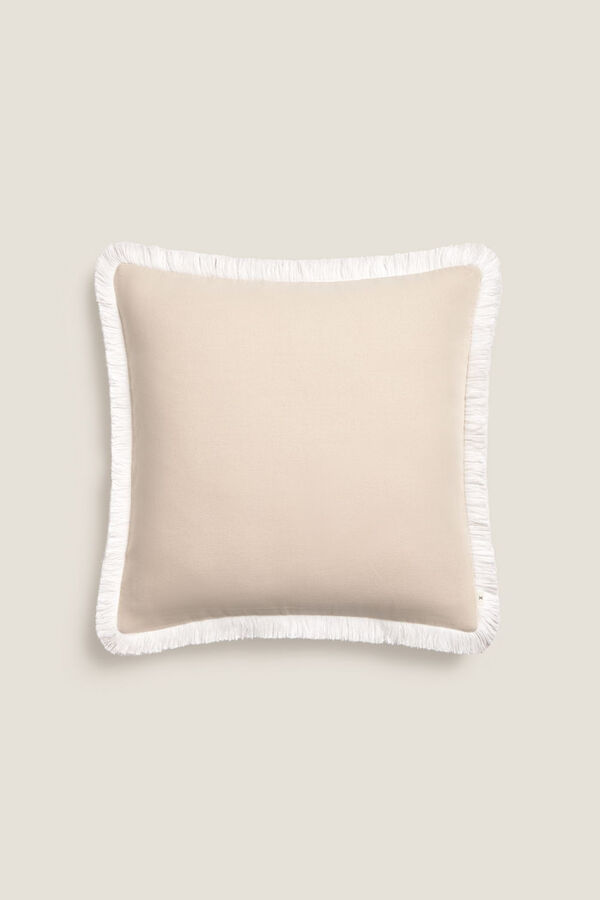 Textura Capa travesseiro algodão franjas cinzento