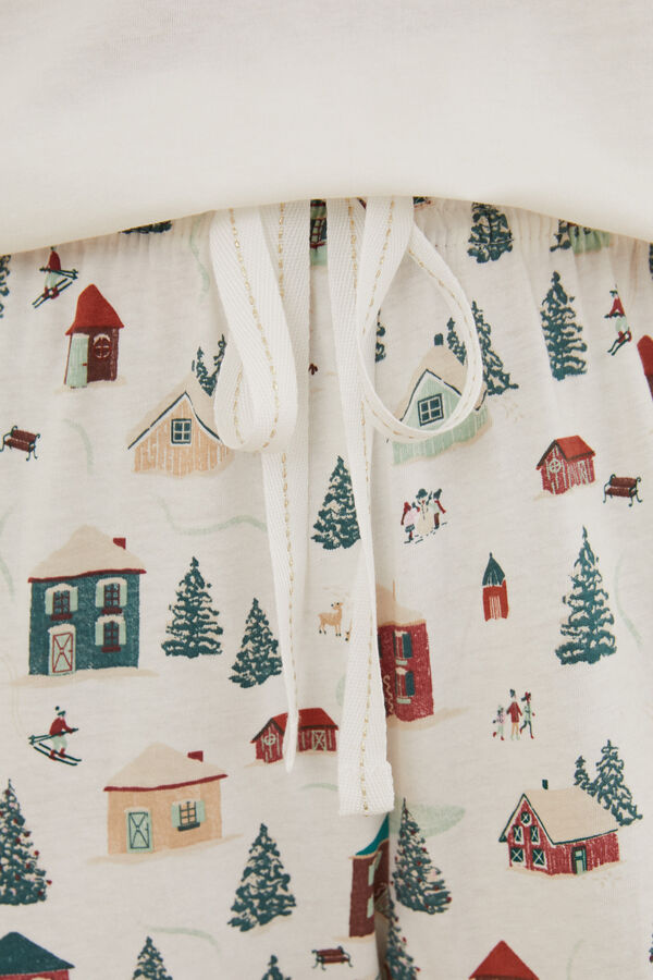 Women'secret Cal&ccedil;as pijama 100% algod&atilde;o Natal branco