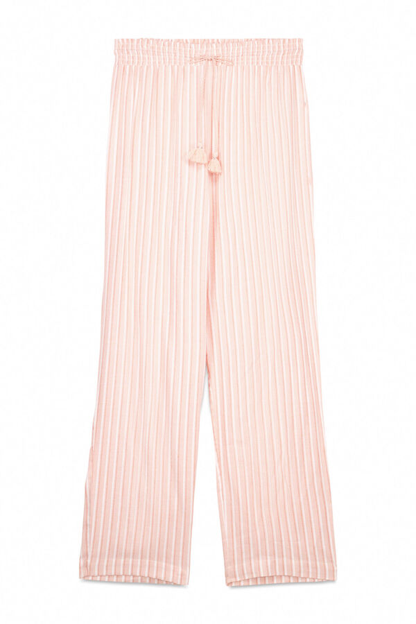 Women'secret Pantal&oacute;n largo franela rayas naranja naranja