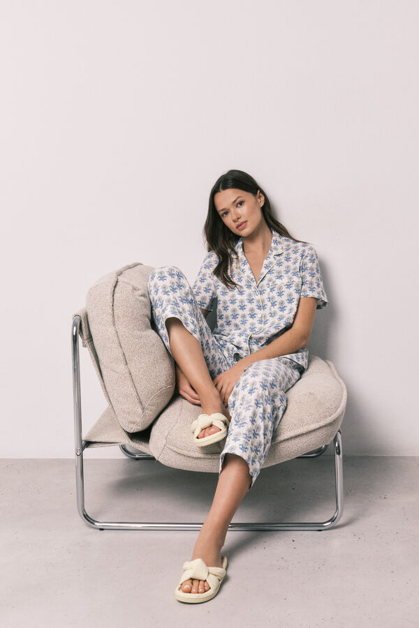 Women'secret Pijama camisero Capri algod&oacute;n estampado estampado