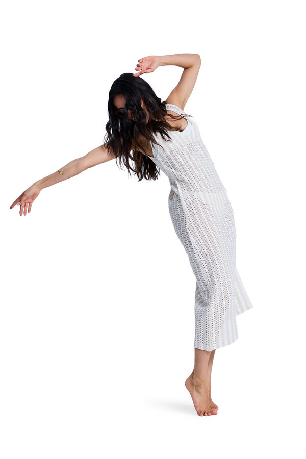Roxy Vestido largo crochet de playa beige