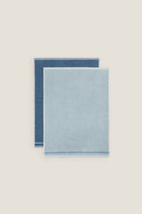 Textura Conjunto de 2 panos felpudos de algod&atilde;o azul