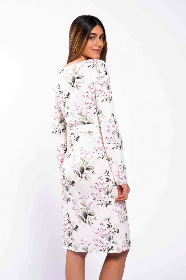 Ohma! Bata estampada flores maternidad blanco