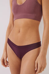 Women'secret Tanga microfibra frunce granate burdeos