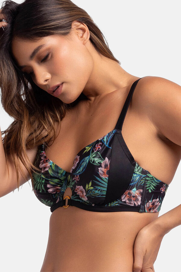 Dorina Top de bikini flores negro