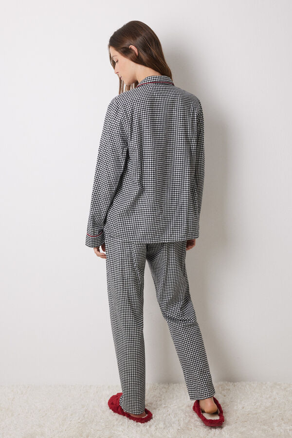 Women'secret Pijama camisero largo cuadros Mickey negro