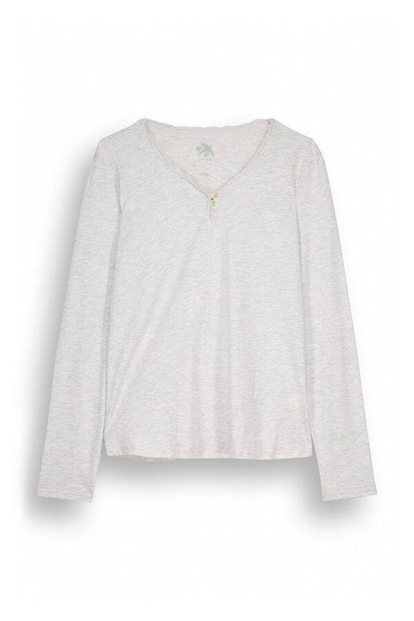 Women'secret Camiseta manga larga 100% algod&oacute;n gris gris