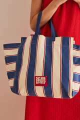 Women'secret Mala canvas estampados riscas Snoopy azul