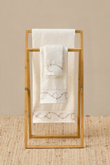 Textura Toalha felpuda bordado branco