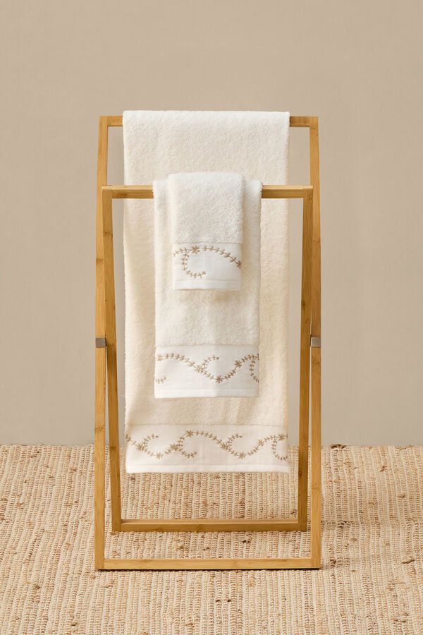 Textura Toalha felpuda bordado branco