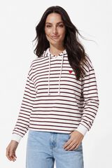Pieces Sweatshirt com riscas e bordado branco