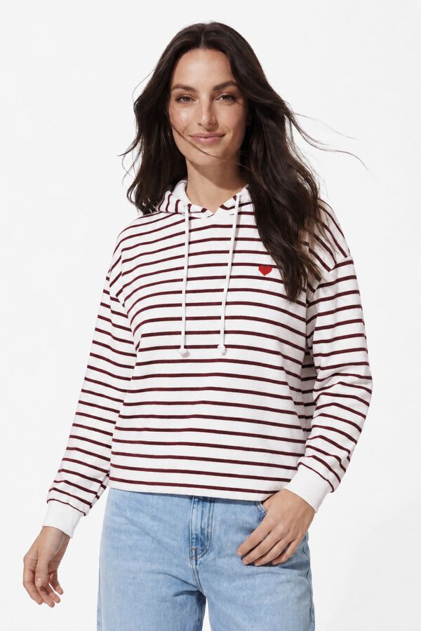 Pieces Sweatshirt com riscas e bordado branco