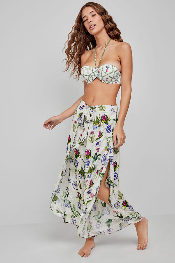 Gisela Pantalón largo estampado blanco