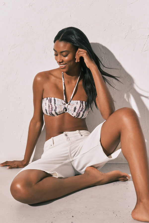Women'secret Top biqu&iacute;ni bandeau estampado Tie Dye castanho cru