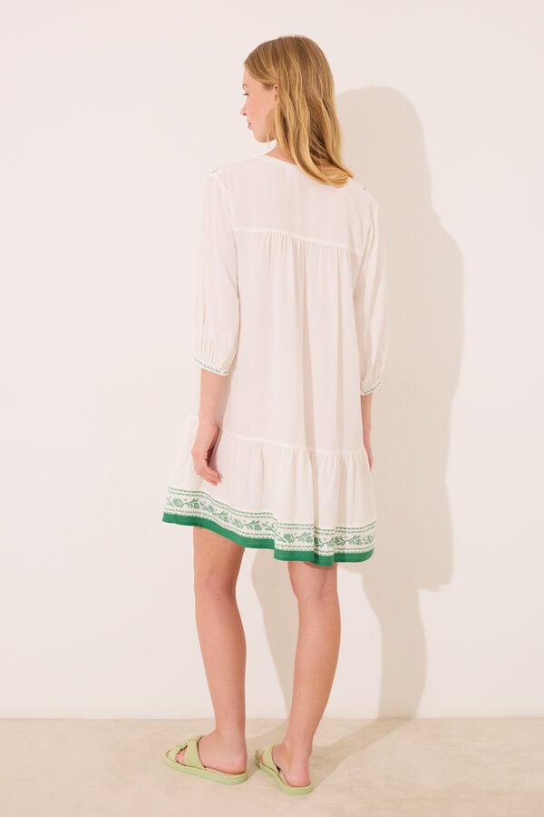 Women'secret Camisola midi de viscose marfim bege