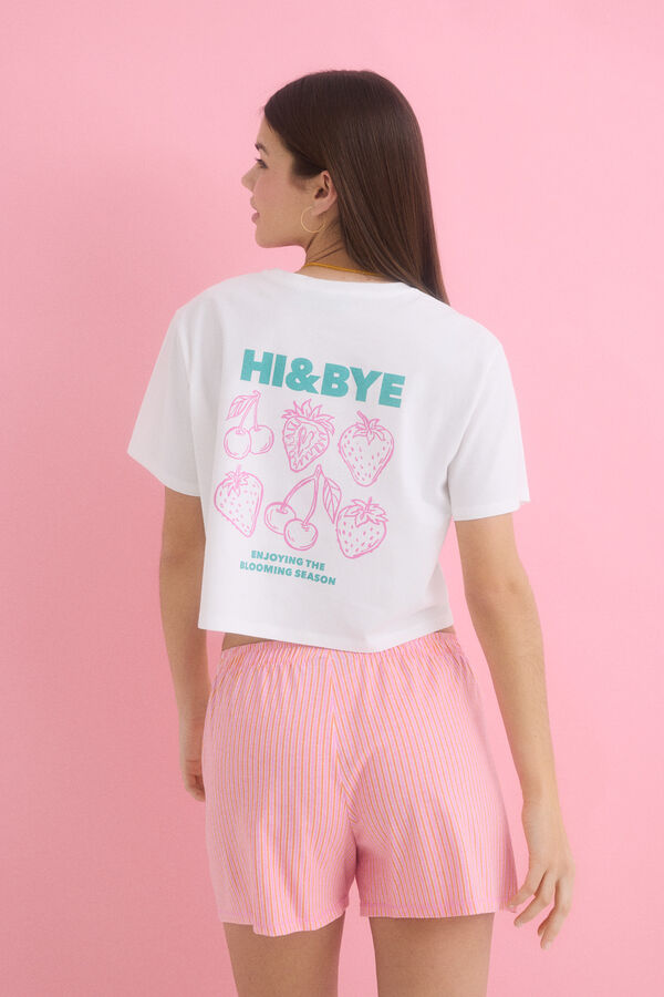 HI&BYE Pijama corto 100% algod&oacute;n rosa marfil