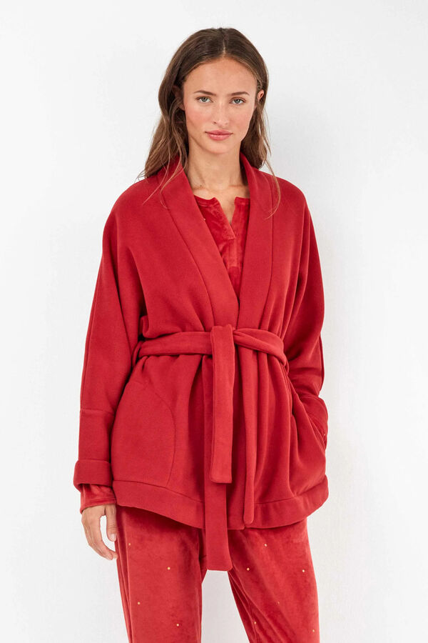 Gisela Robe de pele vermelha castanho