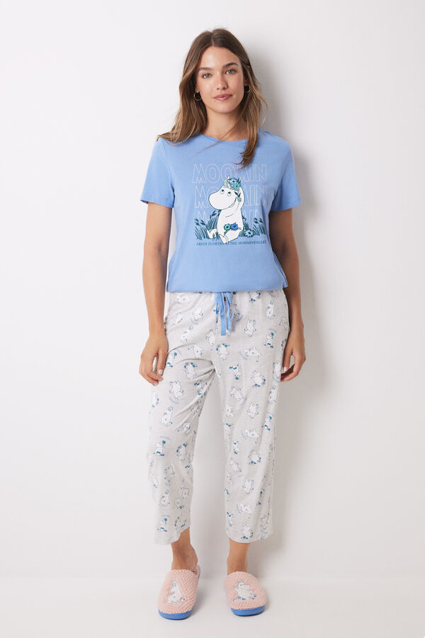 Women'secret Pijama longo Capri Moomin 100% algod&atilde;o azul