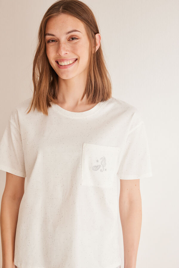 Women'secret Pijama curto 100% algod&atilde;o caballito bege