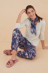 Women'secret Pantal&oacute;n largo estampado flores Moniquilla azul estampado