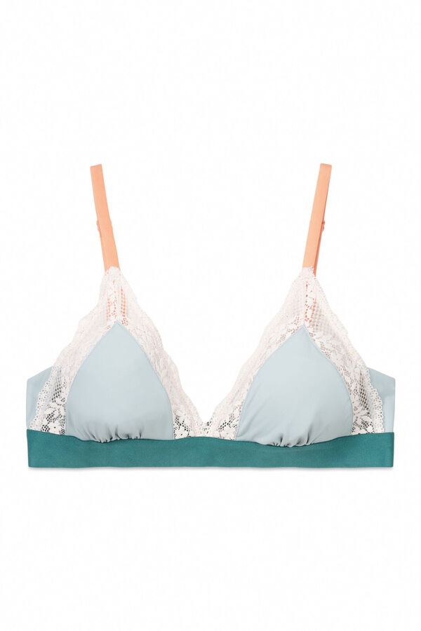 Women'secret Soutien triangular de microfibra de renda NATURAL  verde