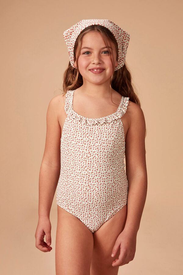 Gocco Fato de banho estampado animal print rosa borgonha